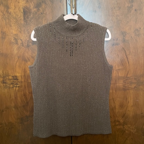 VTG brown knit mock neck top - Picture 4 of 5